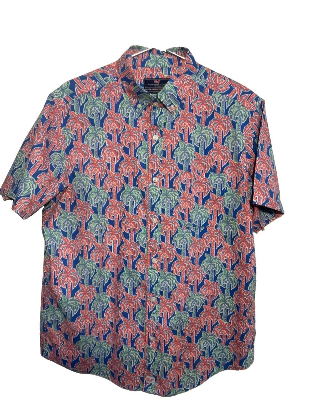 Vineyard Vines Classic Fit Murray shirt L Palm-Print Short-Sleeve Camp Shirt